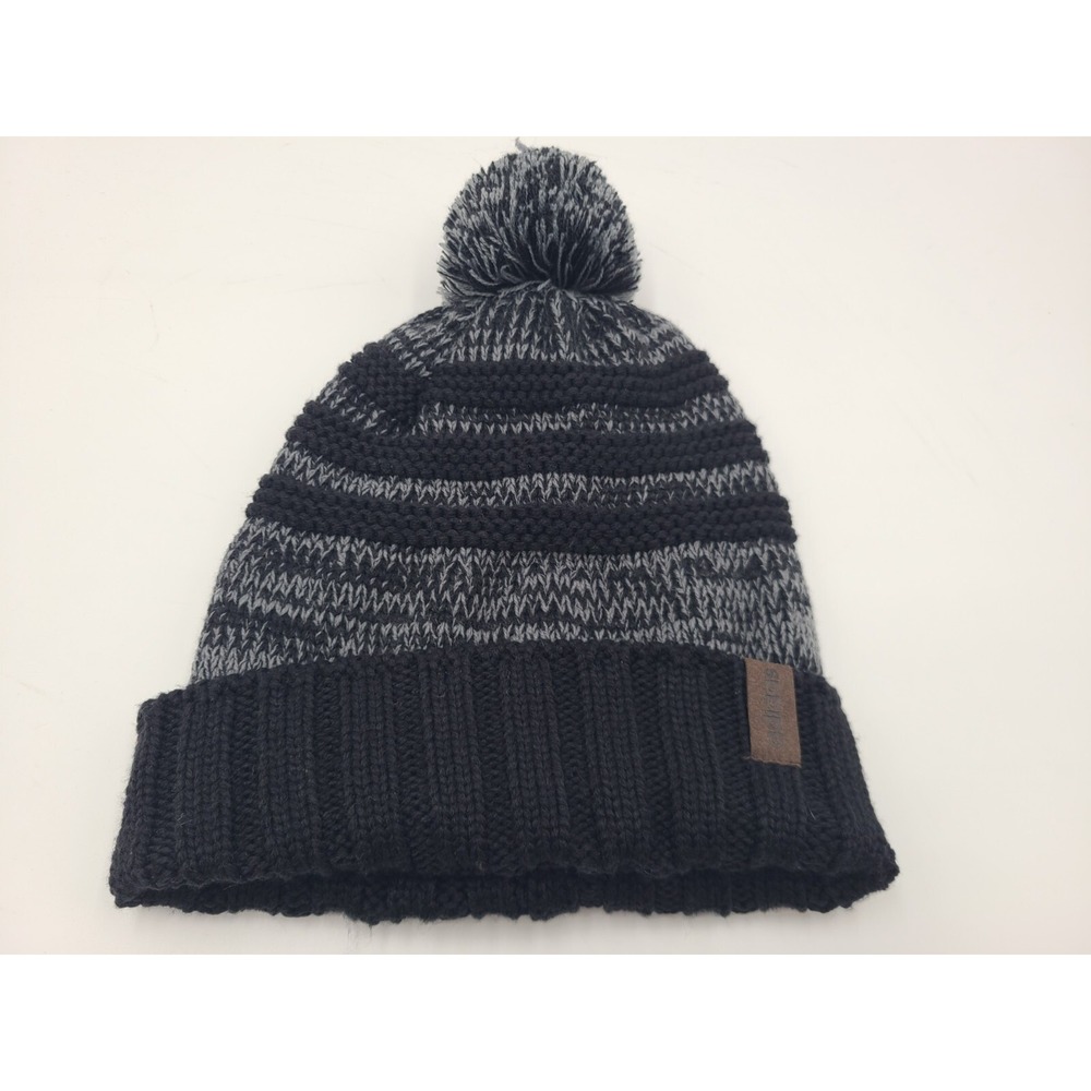 Women Adidas Pom Beanie Winter Knit Hat Stocking Cap Snow Ski Outdoor Gray Black